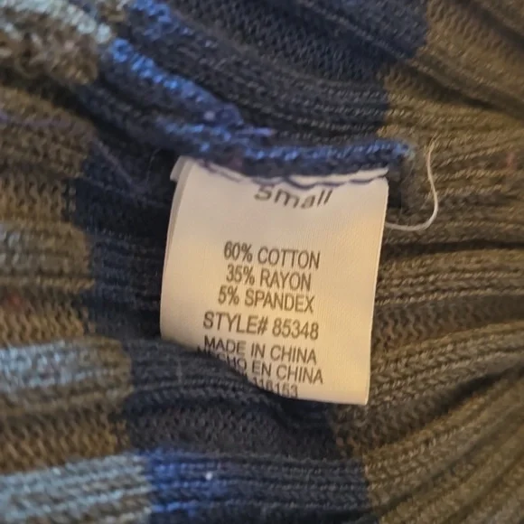 Poof, Ribbed Knit Bodycon Tunic Top, EUC, Navy & Olive, Women's S - Picture 10 of 11